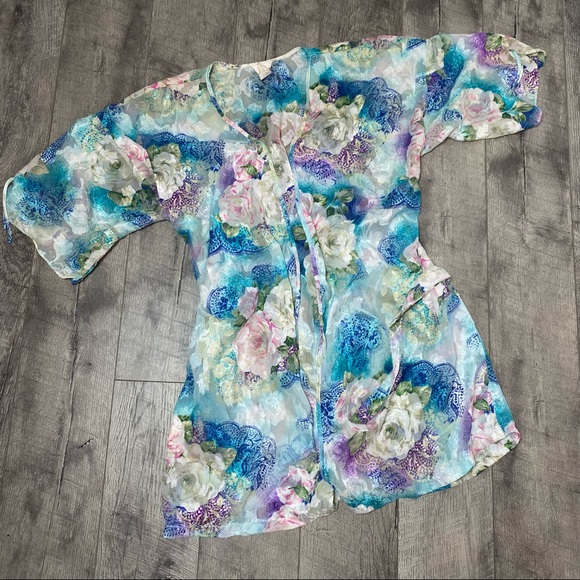 Vintage made in USA floral kimono large - Picture 1 of 5